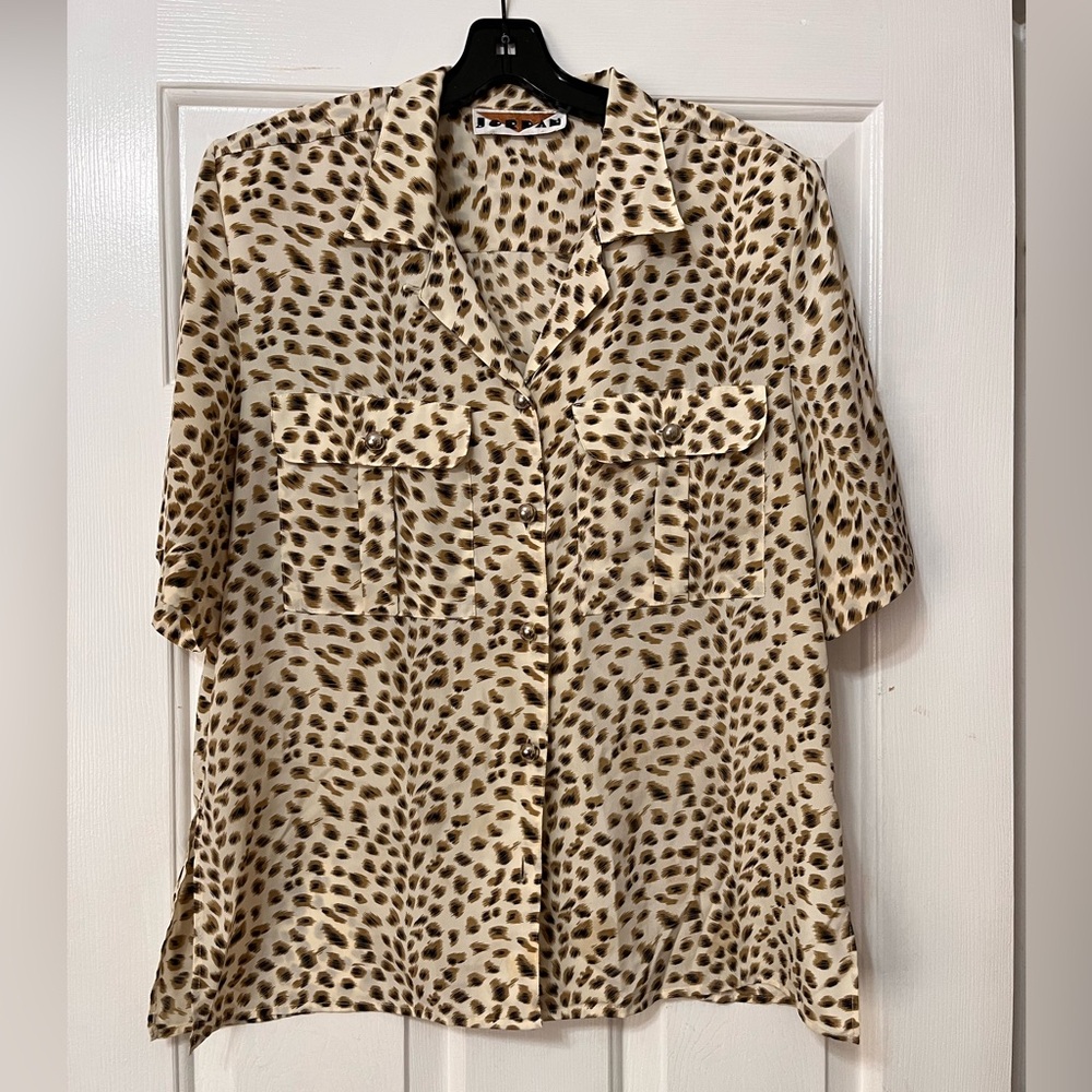 Leopard print button down shirt